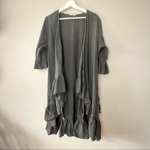 JDL Clothing Black Tie Front Duster